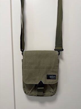 Olive Green Canvas Crossbody Messenger for Men